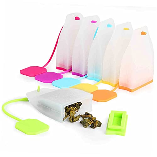 Holibanna Silikon Teesieb Lebensmittelqualität Wiederverwendbar Teefilter mit Langem Griff für Lose Teeblätter Geeignet für Teekannen Tassen Becher Transparent Gelb Einfach zu Reinigen von Holibanna