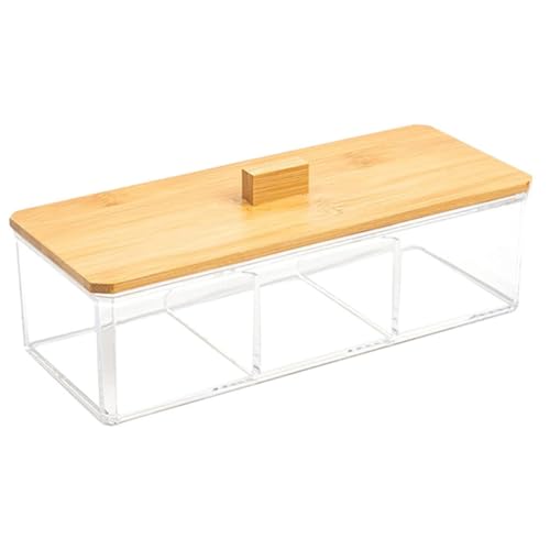 Holibanna Transparente Aufbewahrungsbox mit Bambusdeckel Fächer Aufbewahrungsbehälter für Wattestäbchen und Wattepads Staubdichtes Badezimmer Zubehör für Waschtisch und Theke Holibanna Transparente Aufbewahrungsbox mit Bambusdeckel Fächer Aufbewahrungsbehälter für Wattestäbchen und Wattepads Staubdichtes Badezimmer Zubehör für Waschtisch und Theke von Holibanna