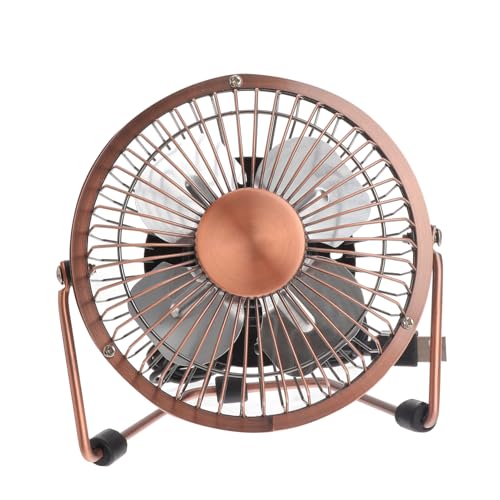 Holibanna USB Drehbar Leise Mini Tischventilator Tragbar Verstellbarer Persönlicher Schreibtischventilator für Büro Zuhause und Reise Retro Kupferoptik von Holibanna