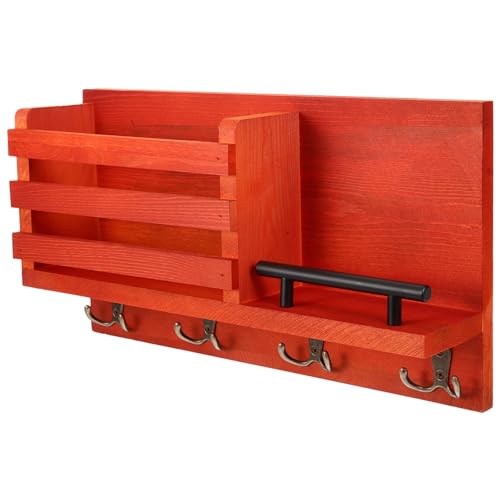Holibanna Wandregal mit Haken aus Holz für Schlüssel und Post Eleganter Organizer für Flur und Wohnzimmer Multifunktionale Ablage für Handtaschen und Hüte Dekorativer Schlüsselhalter und Holibanna Wandregal mit Haken aus Holz für Schlüssel und Post Eleganter Organizer für Flur und Wohnzimmer Multifunktionale Ablage für Handtaschen und Hüte Dekorativer Schlüsselhalter und von Holibanna
