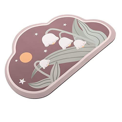 Holibanna rutschfeste Badematte aus Kieselgur Schnelltrocknende Fußmatte für Badezimmer und Toiletten Modisches Design Blütenbraun von Holibanna