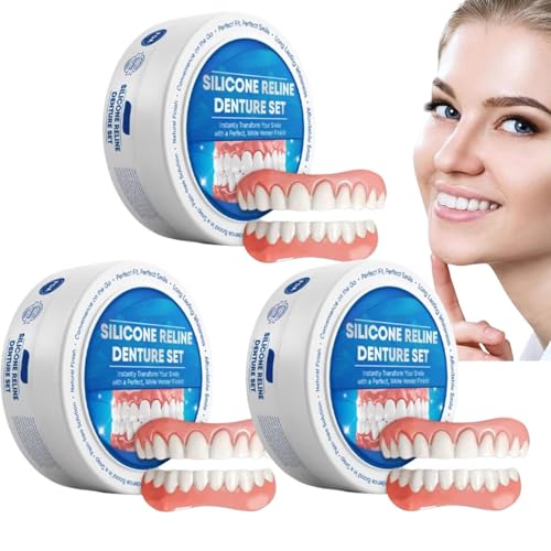 Silicone Reline Denture Set | Denture Silicone Reline Kit, Silicone Reline Denture Set,Soft Denture Silicone Reline Kit,Veneers Snap in Teeth Teeth Comfort Fit (3) von Holibao