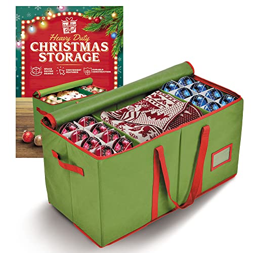 Holiday Cheer Premium Weihnachtskugel-Aufbewahrung – Weihnachtsaufbewahrungsbehälter perfekt für Urlaubsdekorationen und Ornament-Aufbewahrungsbox – passend für 128 Feiertags-Ornamente – reißfester von Holiday Cheer