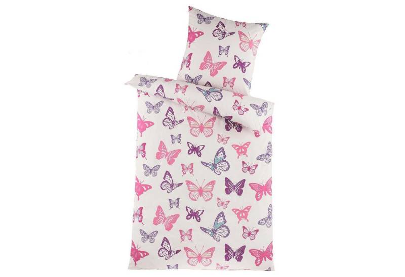 Holiday Heimtex Bettwäsche FIONA, 135 x 200 cm, Weiß, Rosa, Lila, Mikrofaser, 2 teilig, Polyester, mit Reißverschluss von Holiday Heimtex