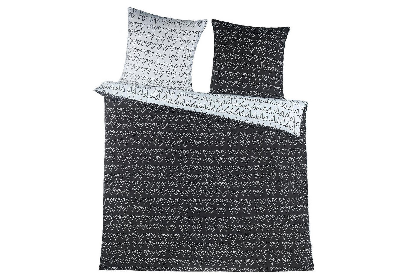 Holiday Heimtex Bettwäsche HEARTY, 200 x 200 cm, Schwarz, Weiß, Polyester Holiday Heimtex Bettwäsche HEARTY, 200 x 200 cm, Schwarz, Weiß, Polyester von Holiday Heimtex