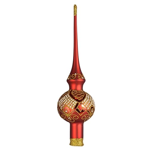 HolidayGiftShops Tender Glass Christmas Tree Topper (rot matt) von HolidayGiftShops
