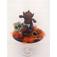 Halloween Deko, Hexenhut, Lila Mit Werwolf & Frankenstein - Baumfigur, Dekor, Ornamente, Kürbisse von HolidayGirlsBoutique