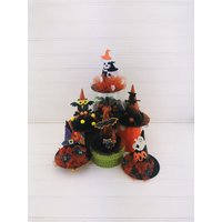 Halloween Dekor, Hexenhut Baumschmuck - Baumschmuck, Geisterhaus Schwarz & Orange 6Er Pack Mit Kreaturen von HolidayGirlsBoutique