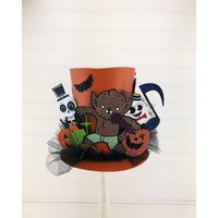 Halloween Dekor, Zylinder - Baumschmuck, Skelett Ornamente, Zombie Werwolf Dekoration, Orange Baumspitze von HolidayGirlsBoutique