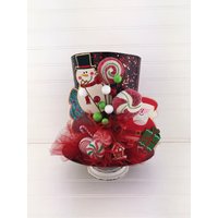 Weihnachtsdekor, Top-Hut, 20 cm Hoch X 23 Breit, Weihnachtsbaumspitze, Schneemann-Hut, Weihnachtsmann-Verzierung, Weihnachtssüßigkeits-Dekor, Candy von HolidayGirlsBoutique
