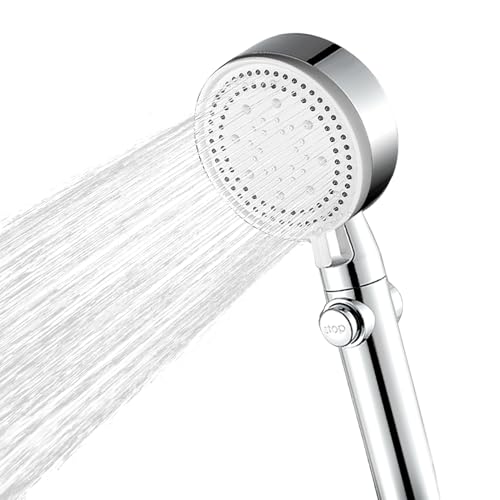 Duschkopf, Wassersparender Duschkopf Hochdruck Handbrause mit 4 Strahlarten, Duschsparkopf Wassersparend mit Stoppfunktion, Universal Einstellbarer Brausekopf Dusche von Holifesy