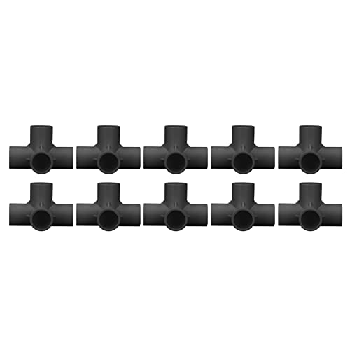 4 Way PVC Fitting Elbow Pipe Connector Durable Sturdy Right Angle Connection for Furniture Water Pipes Greenhouse Tent PVC Material 25mm Inner Diameter 10Pcs Set Kit (Black) von Holigie