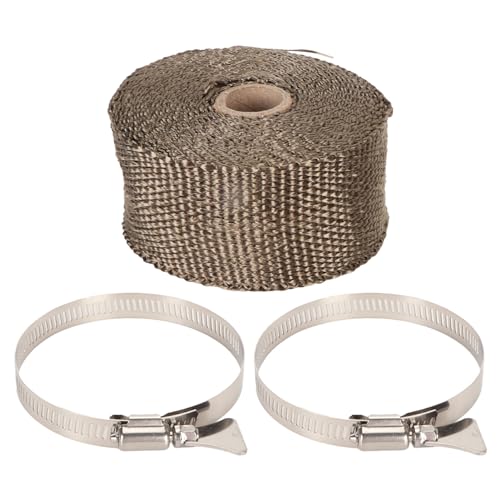 Feuerfeste Rohr Wickel isolierung Gurtband Einstellbare Hoch temperatur hülse für Holz brennende Ofen Auspuffrohre Motorrad Ofen Rohr Fiberglas Material 500x5cm mit 2 Clips von Holigie