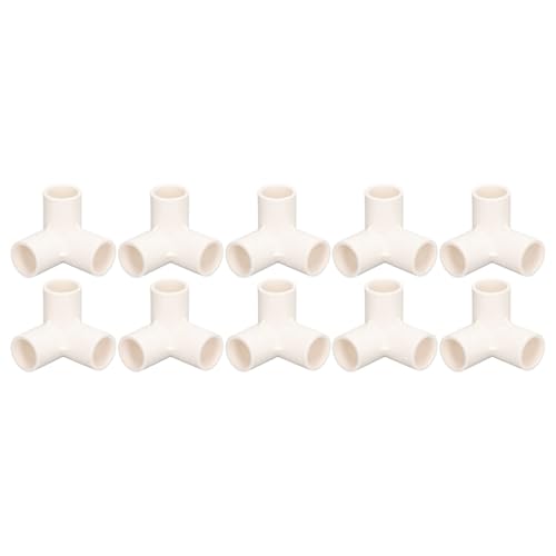 Holigie 10 pack PVC tee pipe connector,25mm (1 inch) tee connector and elbow connector for pipes irrigation durable plastic pipe angle connector and leakproof (White) von Holigie