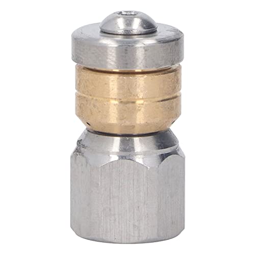 Holigie Pressure Washer Nozzle Stainless Steel Brass Compact Mini Drain Sewer Nozzle for Hot and Cold Water 5000 PSI High Pressure Cleaning Tool for Indoor Outdoor Use (G1/4in Female Thread) von Holigie