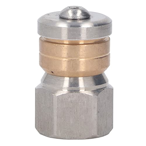 Holigie Pressure Washer Nozzle Stainless Steel Brass Compact Mini Drain Sewer Nozzle for Hot and Cold Water 5000 PSI High Pressure Cleaning Tool for Indoor Outdoor Use (G3/8in Female Thread) von Holigie