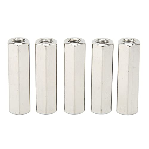 Holigie Sechskant-Kupplungsmuttern, Stangen-Kupplungsmuttern, 5 Stück, M10 x 1,5, 60 mm, Edelstahl, silberfarben, Kupplungsmutter-Set für Wartung, zum Festziehen von Bolzen oder von Holigie