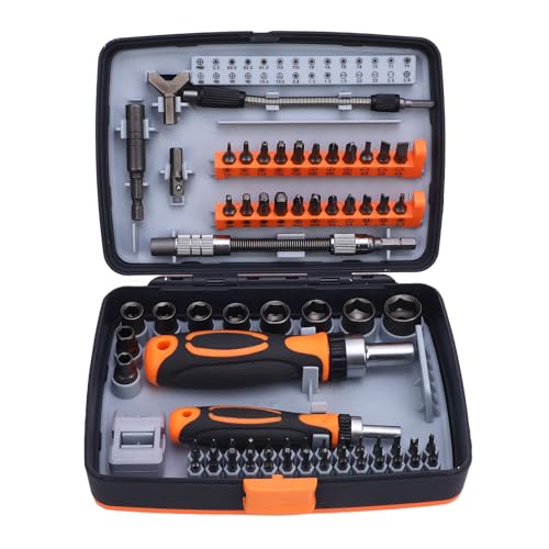 Ratschenschraubendreher -Set Magnetschraubendreher Bit Set CRV Stahl 68 in 1 Multi -Funktional -Schraubendreher -Kit mit Ratschengriffverlängerungsstange für Haushaltsgeräte Ratschenschraubendreher -Set Magnetschraubendreher Bit Set CRV Stahl 68 in 1 Multi -Funktional -Schraubendreher -Kit mit Ratschengriffverlängerungsstange für Haushaltsgeräte von Holigie