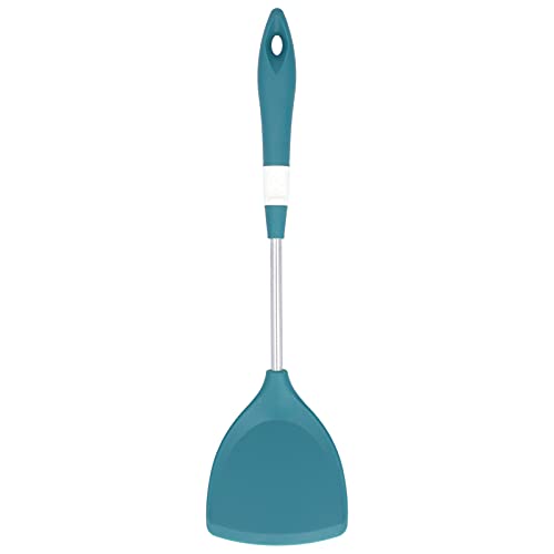 Silikonkochutensilien Edelstahl -Wärmedämmung Anti -Skalding bequemes Griff Ergonomisches Design Küchenwerkzeuge zum Kochen des Backens Grüner Set von 6 6 (Spatelgrün) von Holigie