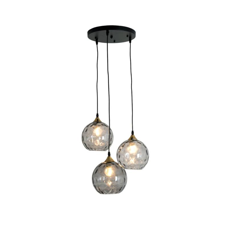 Holländer Hängeleuchte Milano Drei Schirme Aus Rauchglas Deckenlampe Lampe B-Ware von Holländer