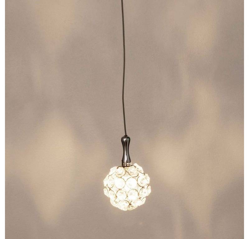 Holländer Pendelleuchte Kugel Metall verchromt-Kristallglas Silber-Klar von Holländer