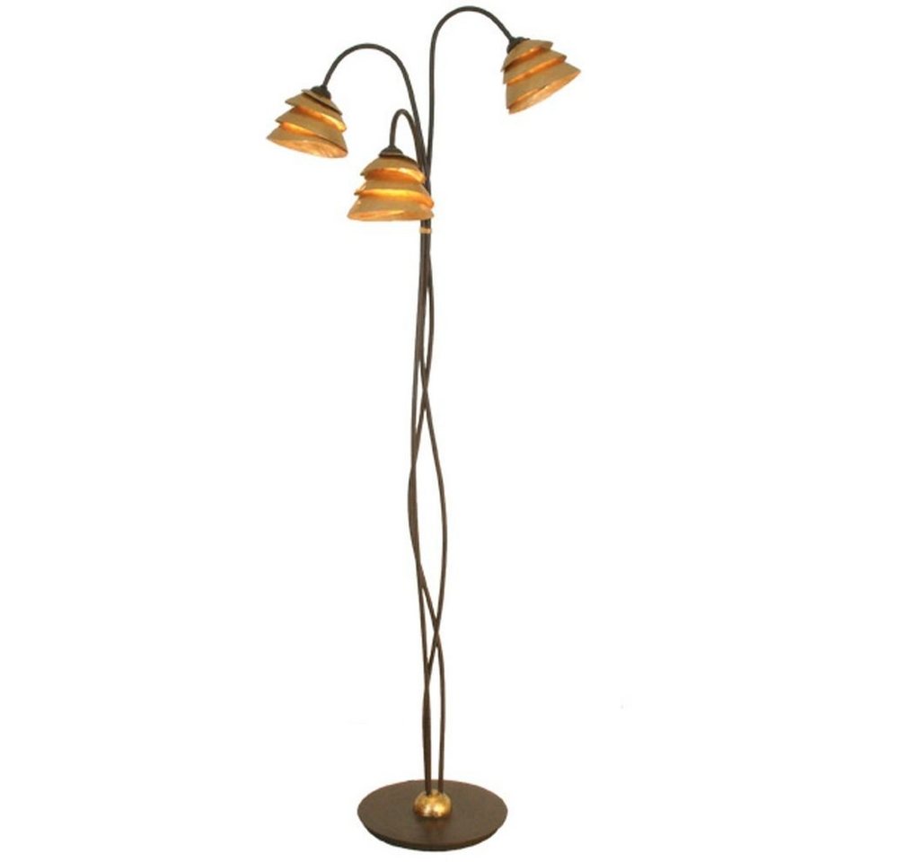 Holländer Stehlampe 3-flammig Snail One Eisen Braun-Schwarz-Gold schwarz, braun, gold von Holländer