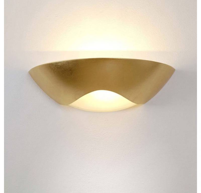 Holländer Wandleuchte Matteo Curve Keramik Blattvergoldet Gold von Holländer