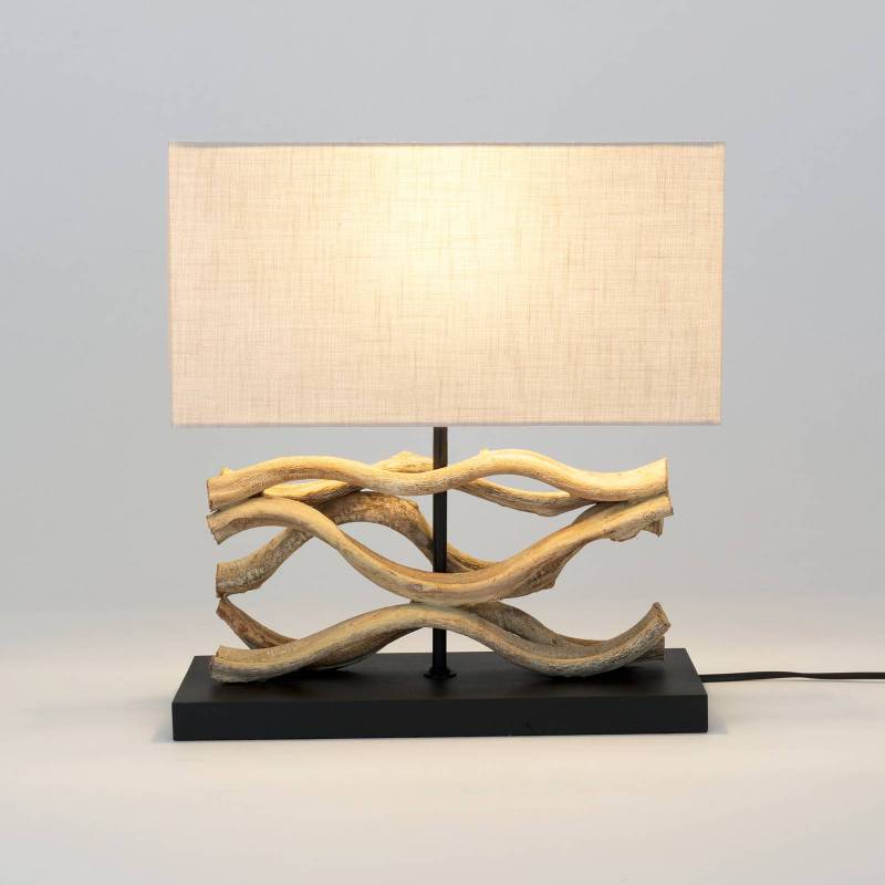 Tischleuchte Panarea, holzfarben/beige, Höhe 42 cm, Holz von Holländer