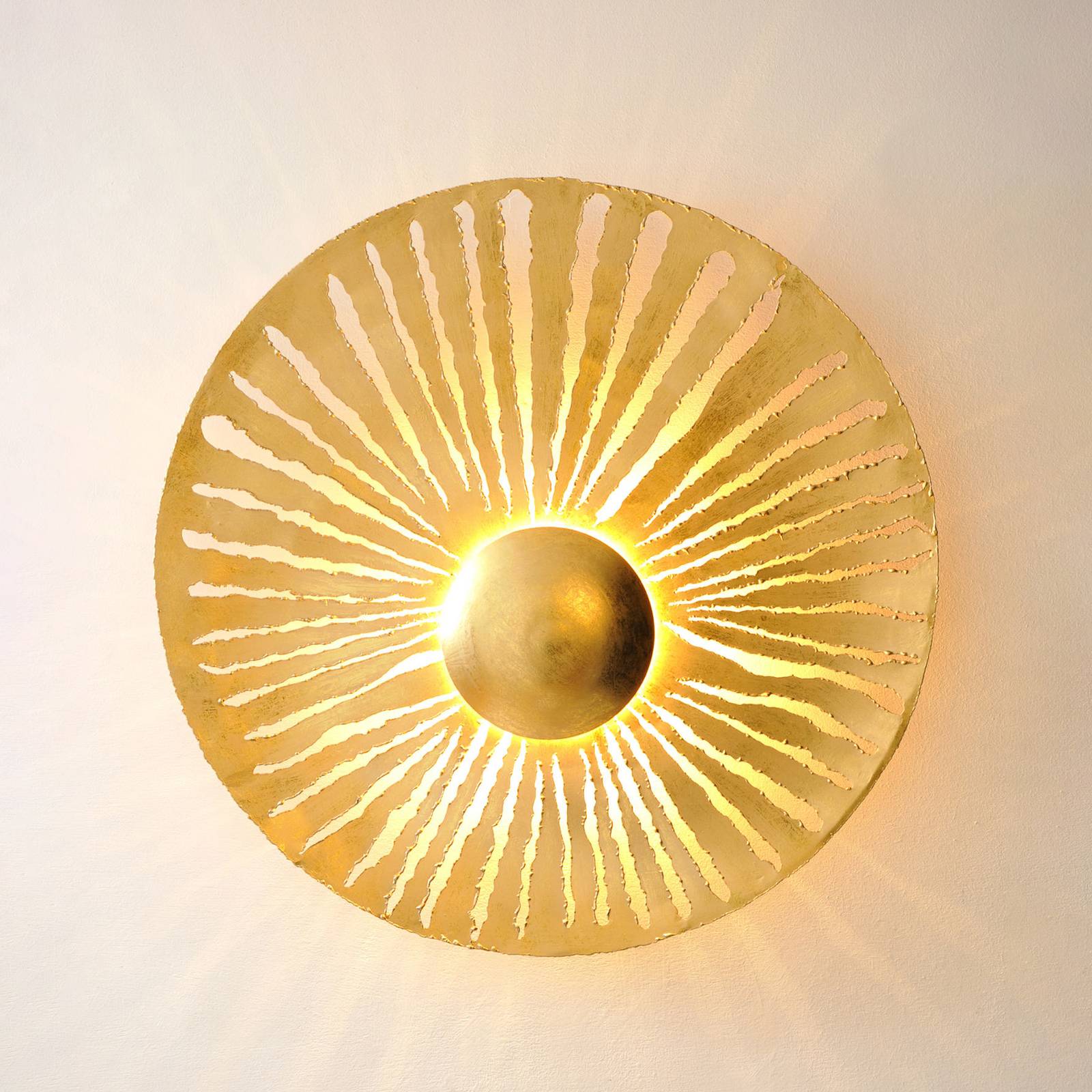Wandleuchte Pietro, goldfarben, Ø 71 cm, Eisen von Holländer