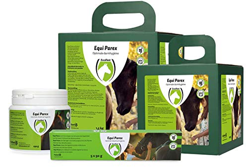 Excellent Equi Parex – 5 x 50 g (1 Kur) – Kräuterbasierte Darmkur für Pferde – Unterstützt Verdauung & Darmflora – Ergänzungsfuttermittel von Holland Animal Care