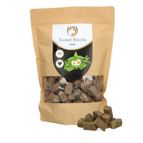 Excellent Horse Sweet Herbs Blocks - Leckerlis für Pferde - Zuckerfrei - Pferde - Kräutergeschmack - Brocken - Belohnung - 1 kg von Holland Animal Care