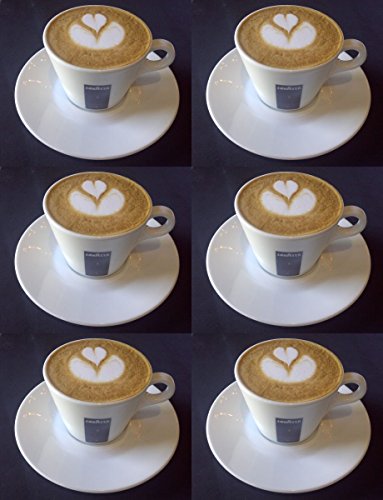 6 X Lavazza 5.5oz Cappuccino Porzellan Tassen und Untertassen. von Holland Plastics Original Brand