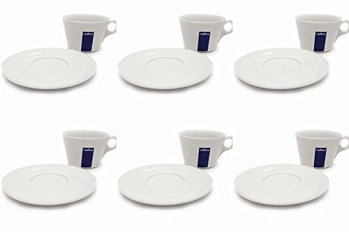 6 x Lavazza Cappuccino/Coffee/Americano/Porzellan Tassen und Untertassen-Kapazität CC 300, 78 mm hoch von Holland Plastics