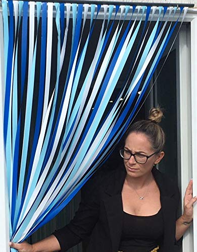 Holland Plastics Original - Wohnwagen-/Wohnmobil-Türvorhang, Insektenrollo, Fliegenvorhang, Streifenrollo - SEABREEZE, 62 cm x 200 cm, Blau, Holz, England von Holland Plastics Original Brand