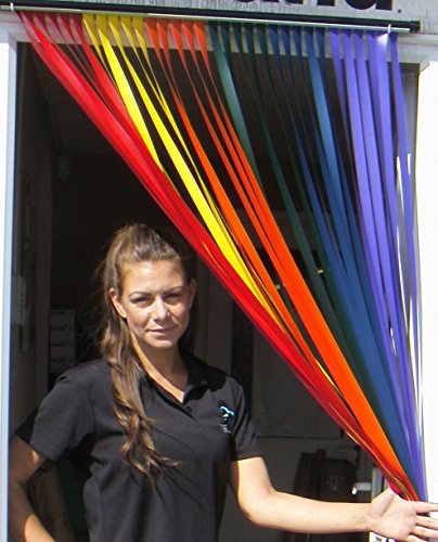 Robuste Fensterblende, Fliegenschutz, Streifenblende, Türblende - Regenbogen (90cm breit) von Holland Plastics