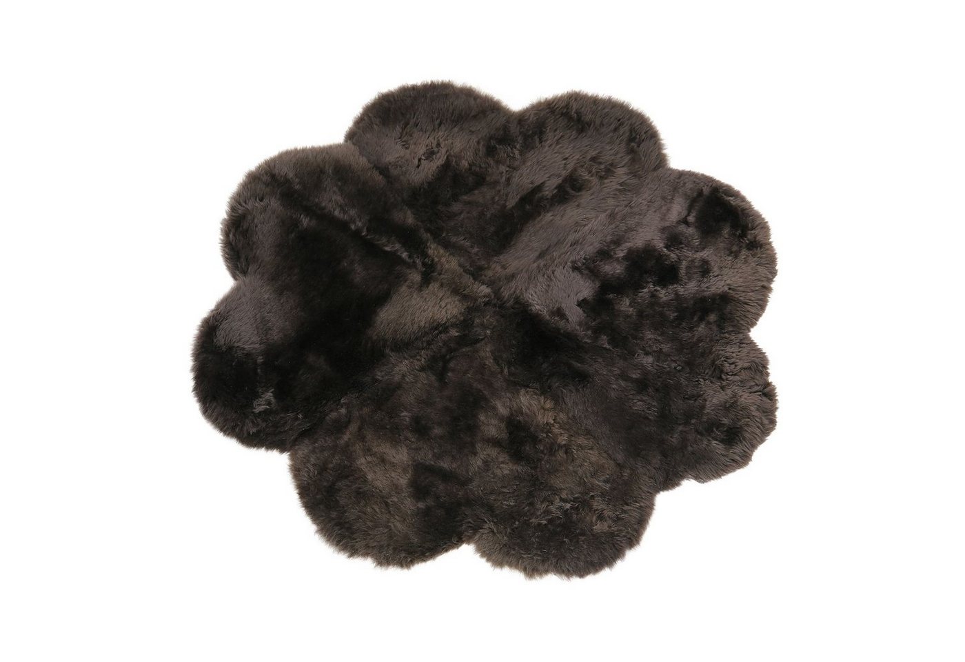Fellteppich, Hollert, blumenförmig, Blume Braun Merino Lammfellteppich kurze Wolle Ø 90 cm kuschlig weich von Hollert