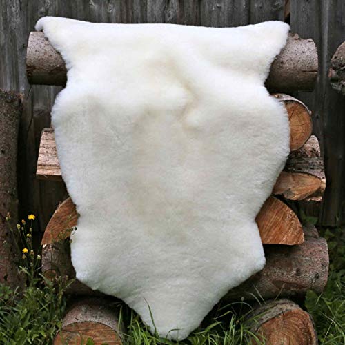 Lammfell Champagner kurzhaar 110-120 cm echtes Merino Schaffell Wollhöhe 3-4 cm kuschelig weich Teppich ökologische Gerbung von Deutschen Schäfereien Naturform Dekofell von Hollert