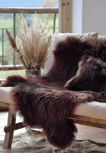Lammfell Espresso 120-130 cm echtes Merino Schaffell kuschelig weich Teppich ökologische Gerbung von deutschen Schäfereien Naturform Dekofell Premium Schaffell Läufer Sitzunterlage von Hollert