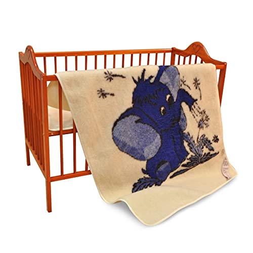 Wolldecke Merino Elefant Blau Kinderzimmer Kuscheldecke Wohndecke Tagesdecke von Hollert