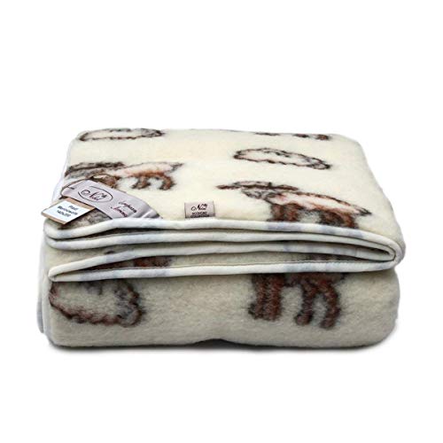 Wolldecke Merino Standard Naturhaardecke 100% Merinowolle weiche & warme Kuscheldecke Couch- Sofadecke Wohndecke Größe 140 x 200, Farbe Weiß Schaf von Hollert