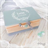 Erinnerungskiste Baby | Babygeschenk Geburt Erinnerungsbox Geschenk Personalisiertes Holz von HolliWoodKids
