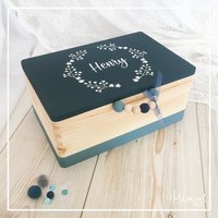 Erinnerungskiste Baby | Babygeschenk Geburt Erinnerungsbox Geschenk Personalisiertes Holz von HolliWoodKids