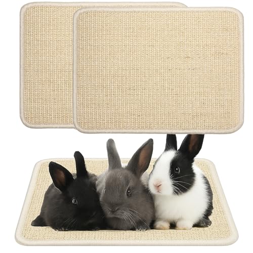2 Stück Beige Kaninchen Kratzmatte Natursisal Katze Häschen Kaninchen Kratzunterlage Kaninchen Tier Kratzmatte Teppich für Innen Horizontale Katze Boden Kratzmatten Teppich von Hollima