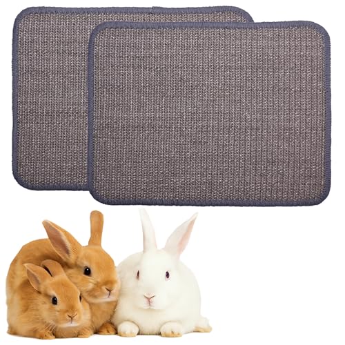 2 Stück Grau Kaninchen Kratzmatte Natursisal Katze Häschen Kaninchen Kratzunterlage Kaninchen Tier Kratzmatte Teppich für Innen Horizontale Katze Boden Kratzmatten Teppich von Hollima