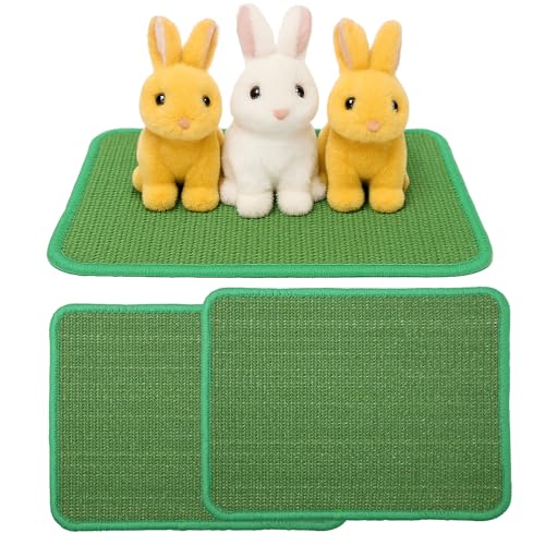 2 Stück Grün Kaninchen Kratzmatte Natur Sisal Katze Häschen Kaninchen Kratzunterlage Kaninchen Tier Kratzmatte Teppich für Innen Horizontale Katze Boden Kratzmatten Teppich von Hollima