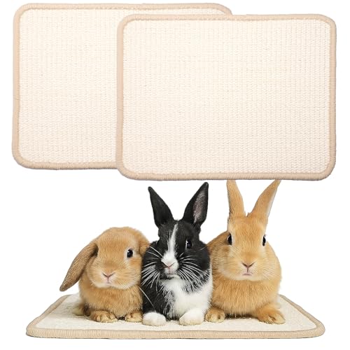 2 Stück Weiß Kaninchen Kratzmatte Natursisal Katze Häschen Kaninchen Kratzunterlage Kaninchen Tier Kratzmatte Teppich für Innen Horizontale Katze Boden Kratzmatten Teppich von Hollima
