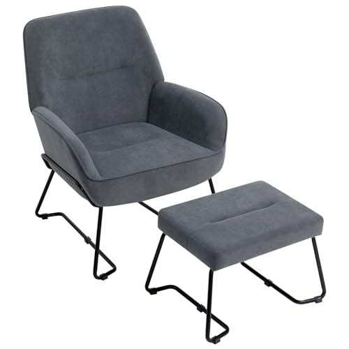 HollyHOME Sessel mit Hocker Ohrensessel mit Hocker Samt Sessel Wohnzimmer & Schlafzimmer Lesesessel Lounge Sessels, Grau HollyHOME Sessel mit Hocker Ohrensessel mit Hocker Samt Sessel Wohnzimmer & Schlafzimmer Lesesessel Lounge Sessels, Grau von HollyHOME