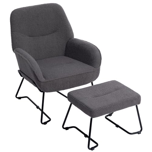 HollyHOME Sessel mit Hocker Ohrensessel mit Hocker Teddy Sessel Wohnzimmer & Schlafzimmer Lesesessel Lounge Sessels, Grau HollyHOME Sessel mit Hocker Ohrensessel mit Hocker Teddy Sessel Wohnzimmer & Schlafzimmer Lesesessel Lounge Sessels, Grau von HollyHOME