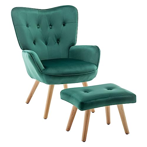 HollyHOME Ohrensessel mit Hocker Sessel mit Hocker Sessel Wohnzimmer & Schlafzimmer Samt Relaxsessel Lesesessel Lounge Sessels Armlehnensessel, Grün HollyHOME Ohrensessel mit Hocker Sessel mit Hocker Sessel Wohnzimmer & Schlafzimmer Samt Relaxsessel Lesesessel Lounge Sessels Armlehnensessel, Grün von HollyHOME