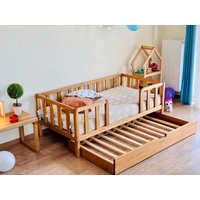 Kinderzimmer Plattform Montessori Stock Kleinkind Bettrahmen Mit Runden Ecken Schublade Ausziehbar Regal Latten Schienen Möbel Bodenbett Kinderbett Kinderzimmer Plattform Montessori Stock Kleinkind Bettrahmen Mit Runden Ecken Schublade Ausziehbar Regal Latten Schienen Möbel Bodenbett Kinderbett von HollyMollyWood